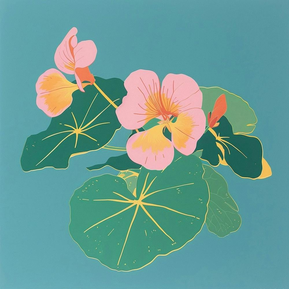 Nasturtium 2 Square Flower Illustration