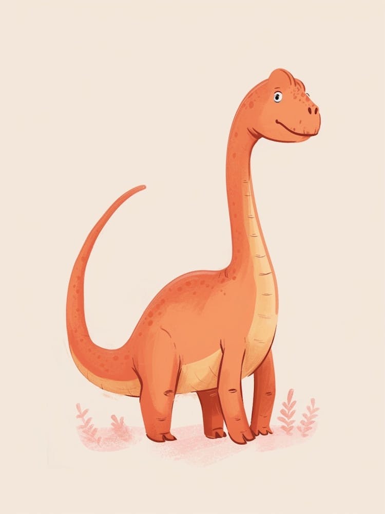Cute Cartoon Therizinosaurus Dinosaur Watercolour 1