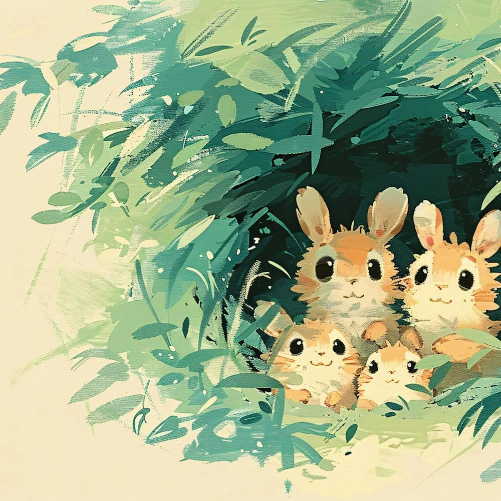 Lapins Dans Un Nid