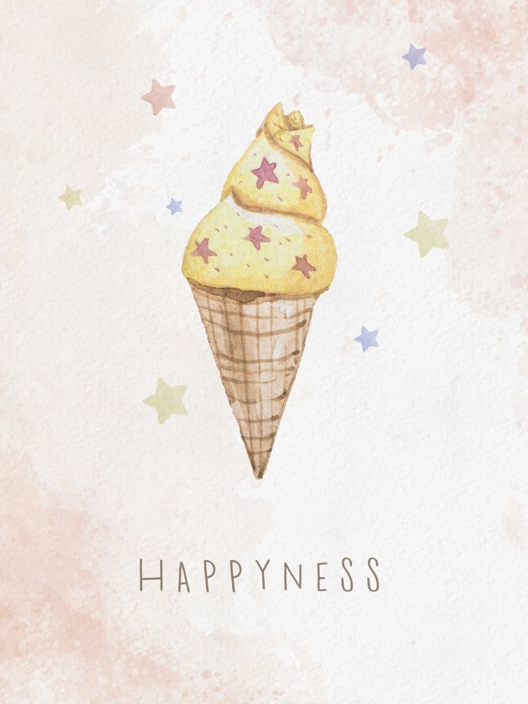 Nursery Wall Art - Pastel Ice Cream Poster For Kids Room Decor