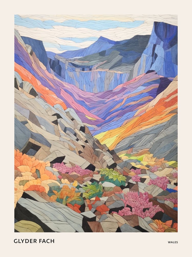 Glyder Fach Wales 2 Colourful Mountain Illustration Poster