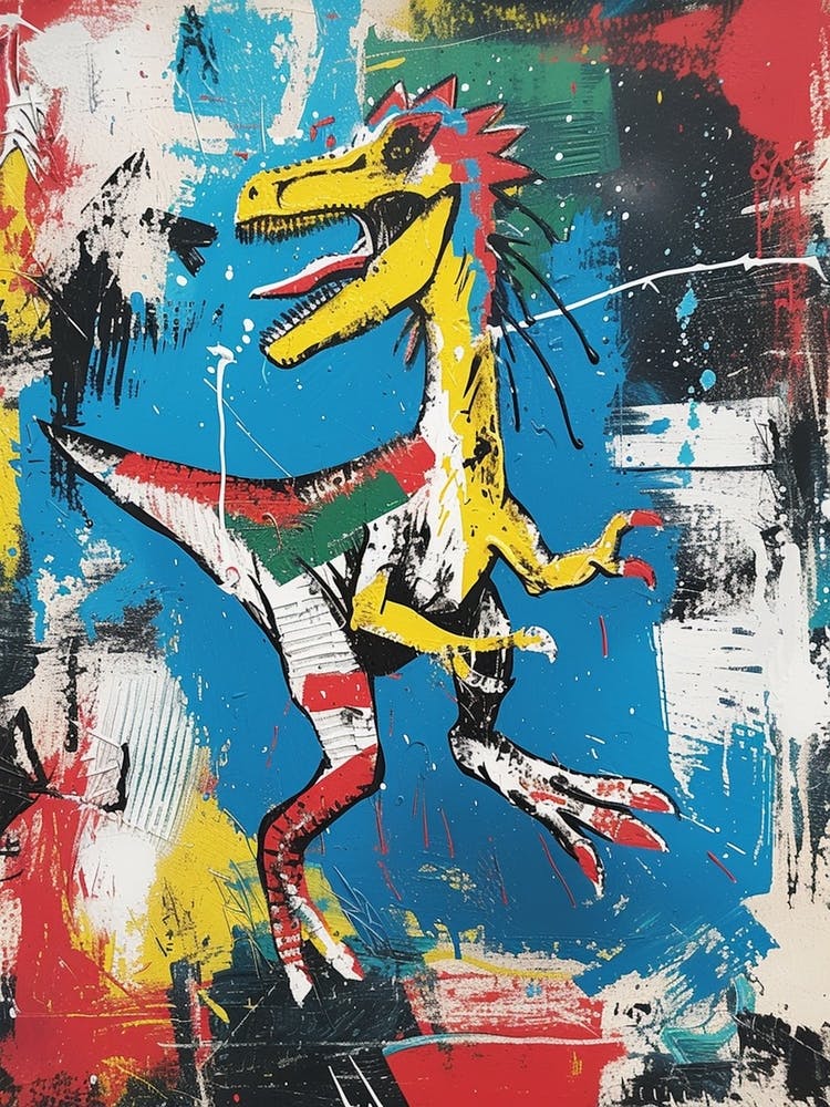 Abstract Paint Splash Primary Colour Dinosaur 5