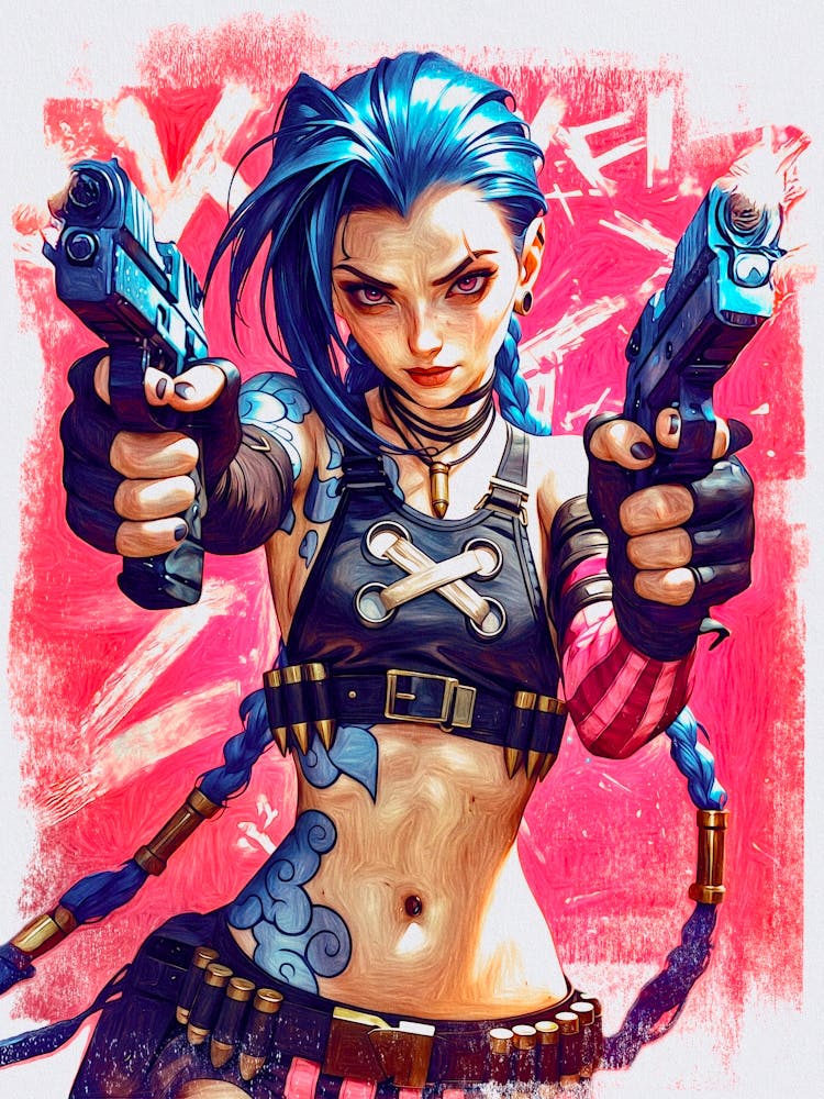 Girl Holding Guns Gaming
