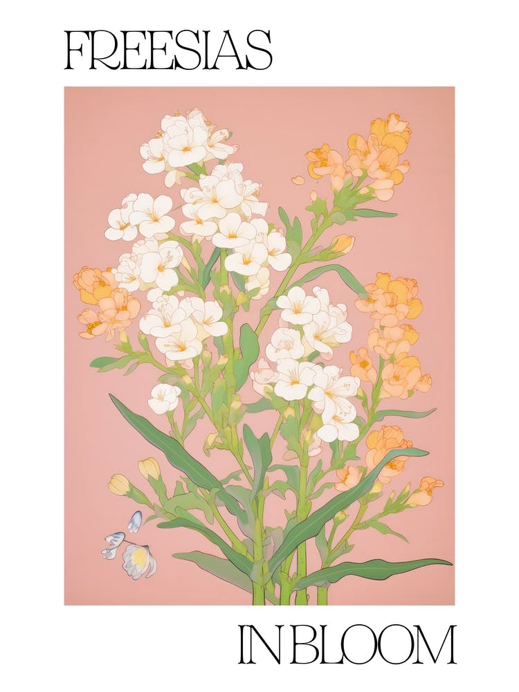 Freesias In Bloom Flowers Bold Illustration 2