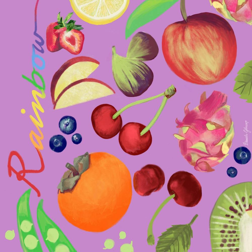 Rainbow Array Of Foods Square