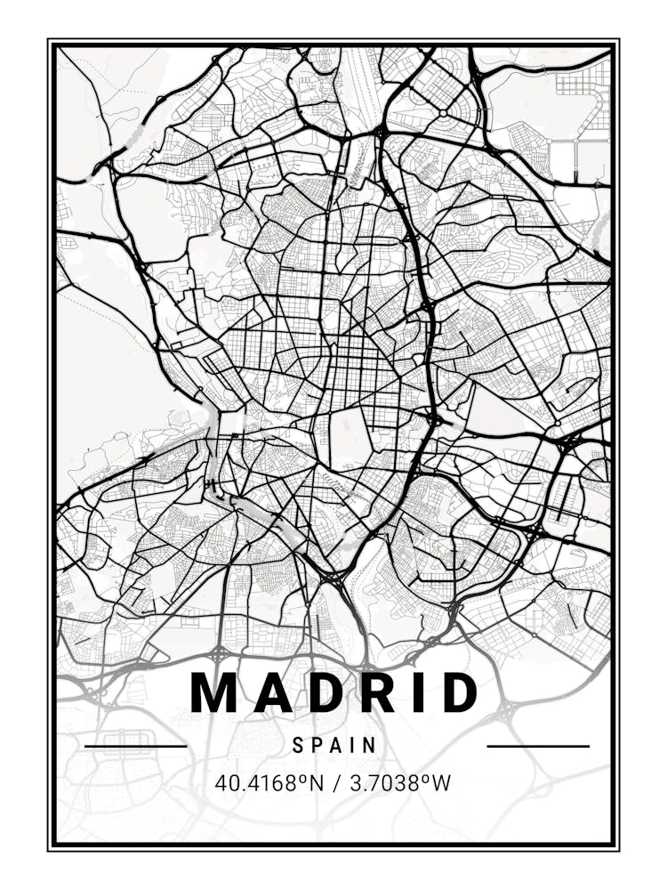 Madrid Spain Map Print