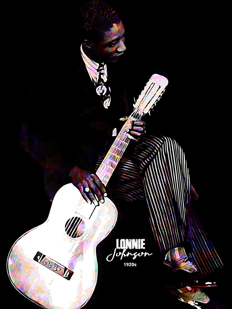 Lonnie Johnson American Blues and Jazz Musician Legend in Colorful Digital Painting