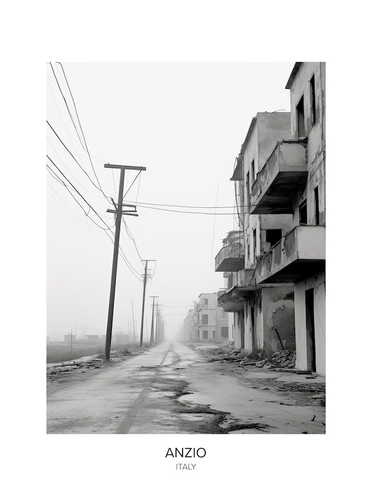 Poster Of Anzio, Italy, Black And White Photo 3