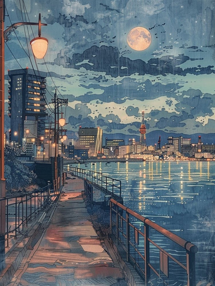 Hiroshima Japan 2 Retro Illustration