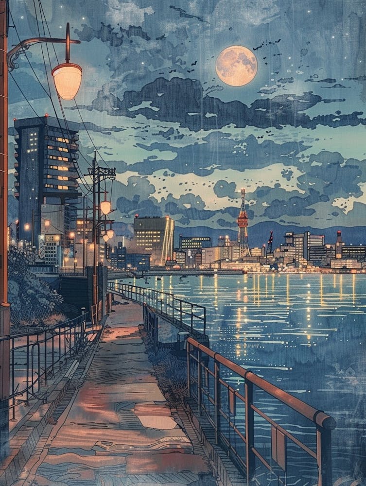 Hiroshima Japan 2 Retro Illustration