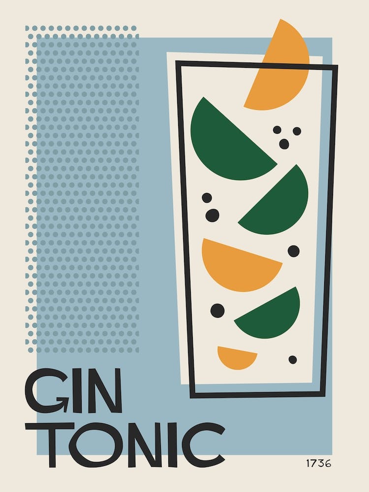 Gin Tonic Retro Cocktail 