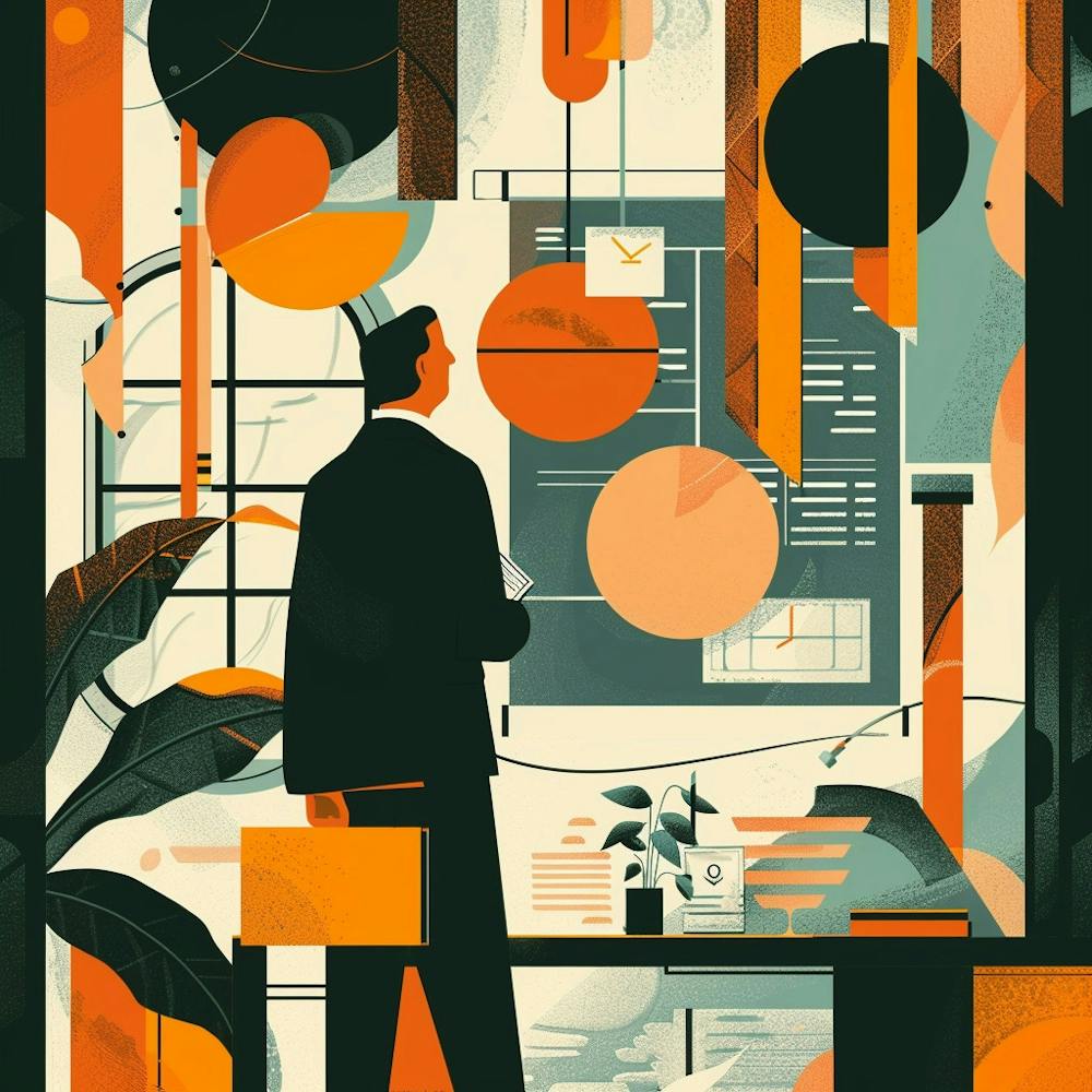 Illustration eines Mannes im Büro