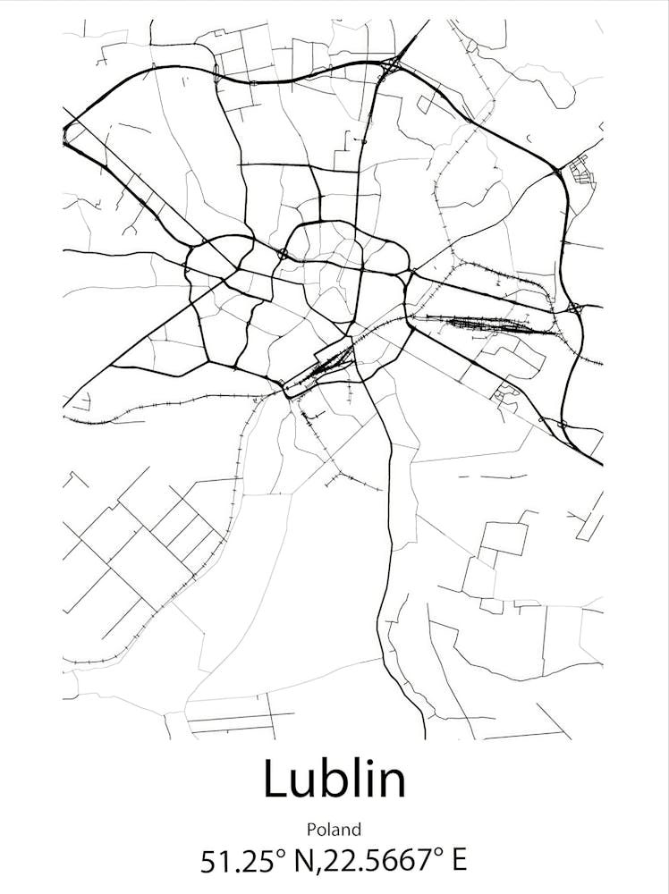 Lublin,Poland Minimalist Map