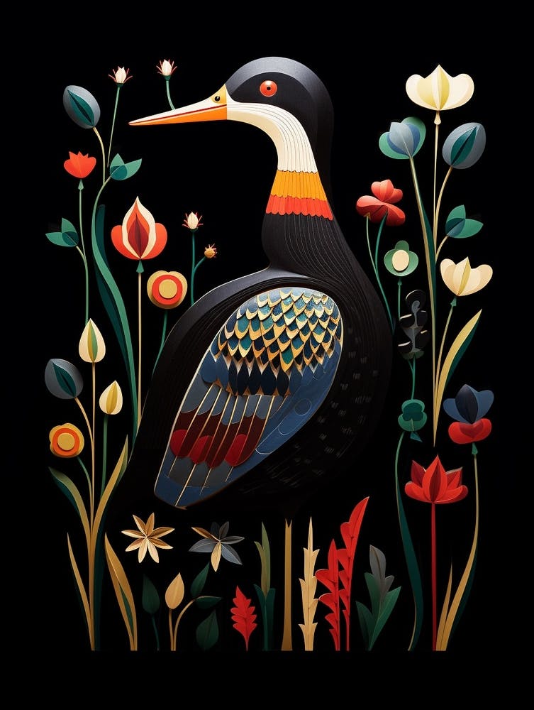 Folk Bird Illustration Canvasback 1