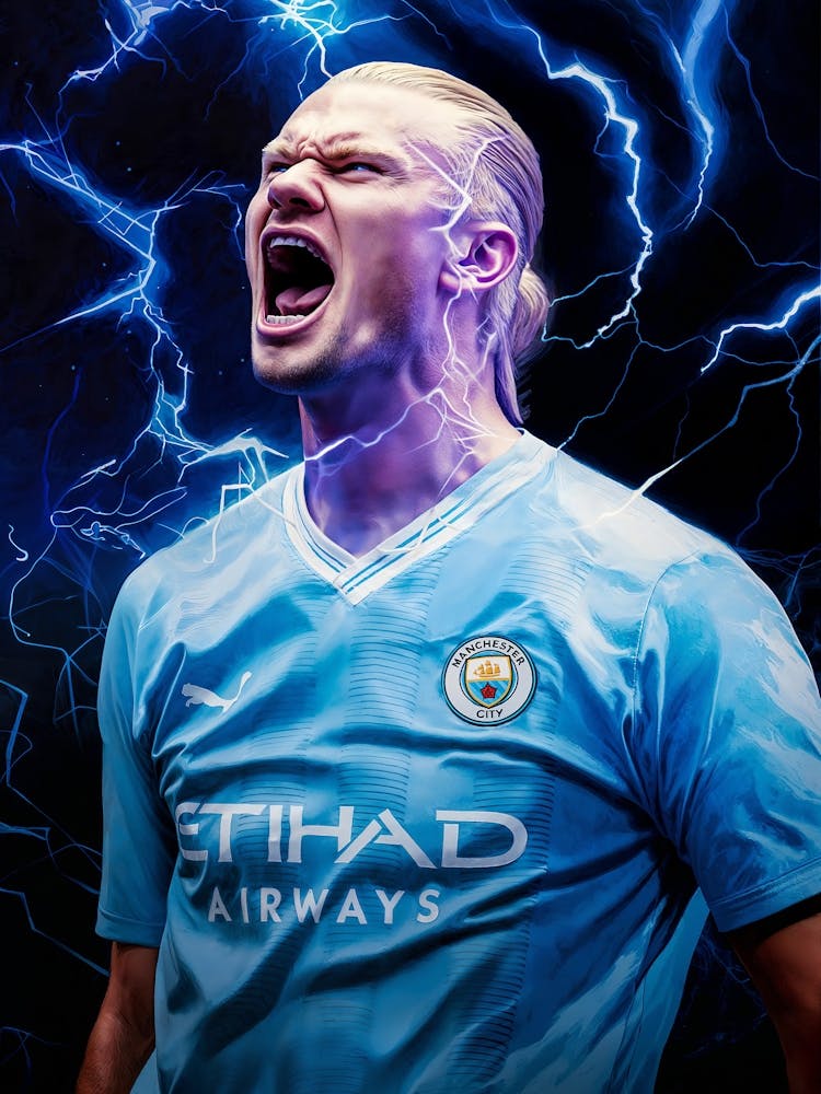 Erling Haaland: The Norwegian Goal Machine Dominating Football! Perfect for fans of Manchester City, BVB Dortmund, or any football enthusiast. Haaland's legendary status is captured in stunning detail.