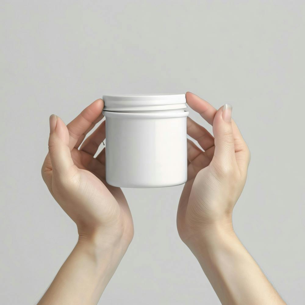 Hands Holding A White Jar