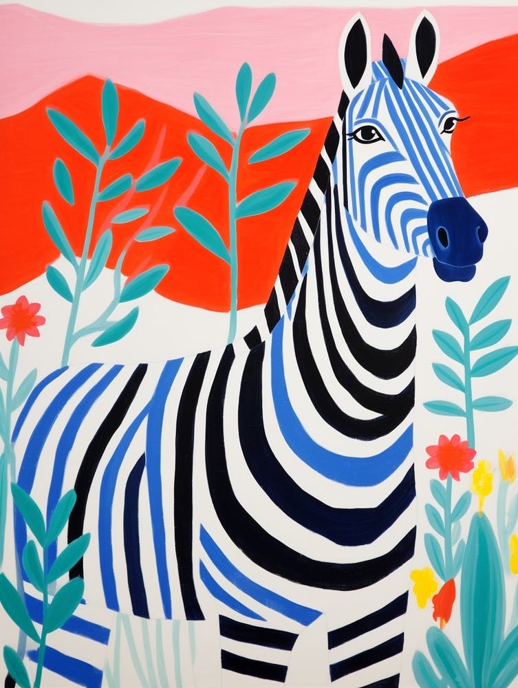 Colourful Kids Animal Art Zebra 7