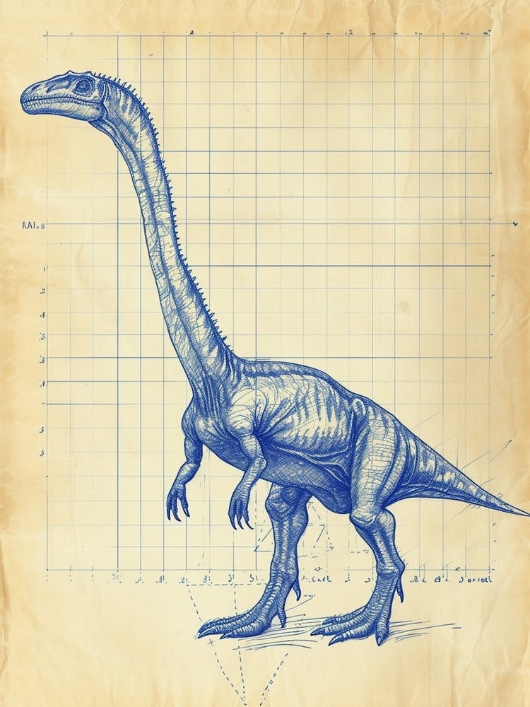 Dinosaur Blue Print Style
