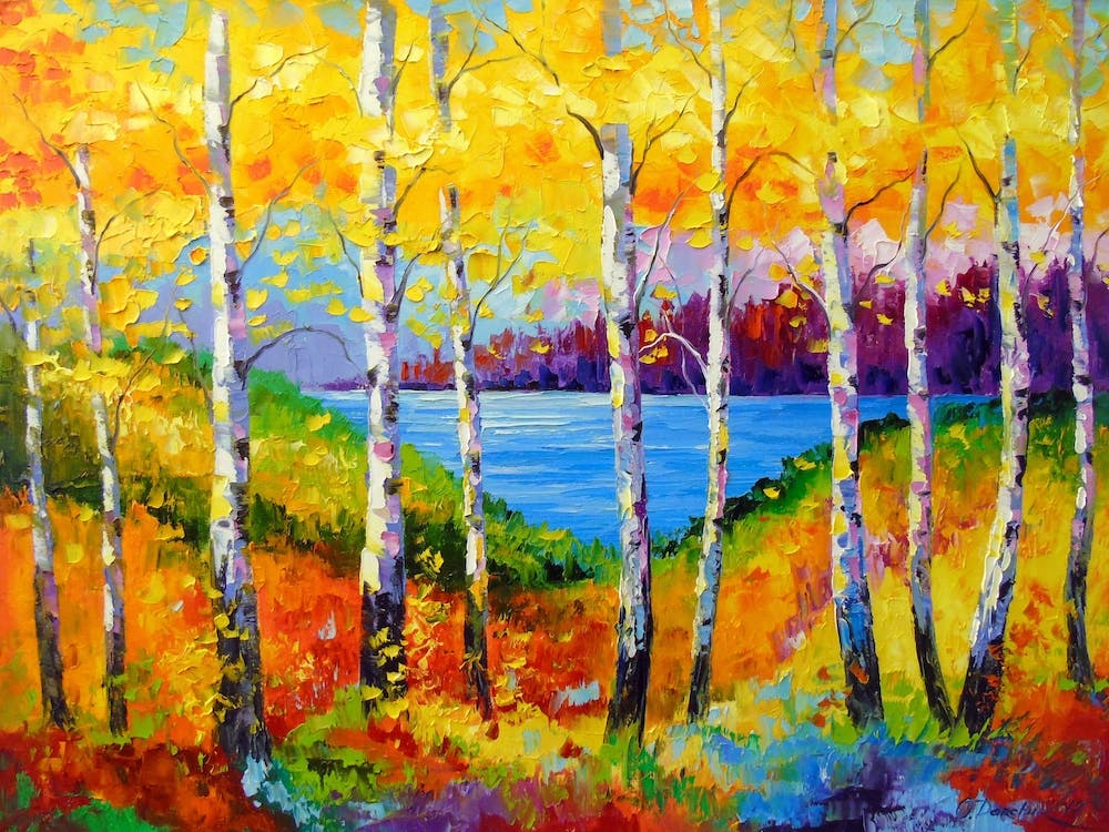 Birches by the lake