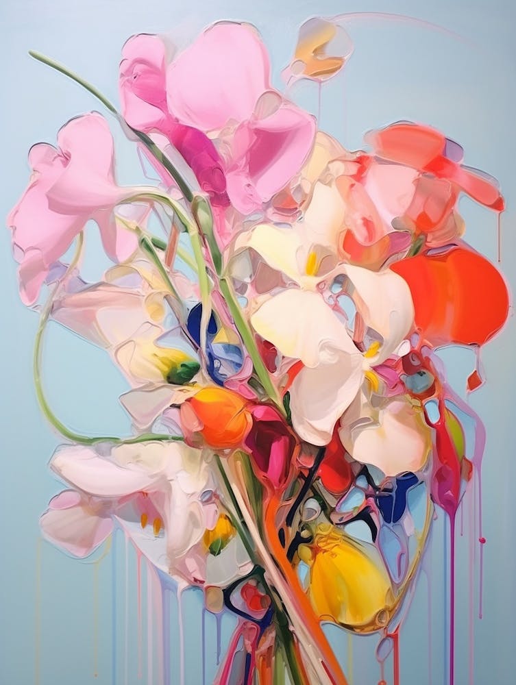 Abstract Flower Painting Sweet Pea 1