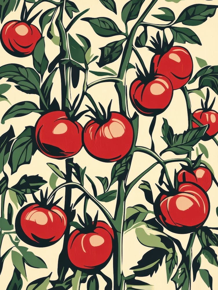 Tomato Plant Seamless Pattern