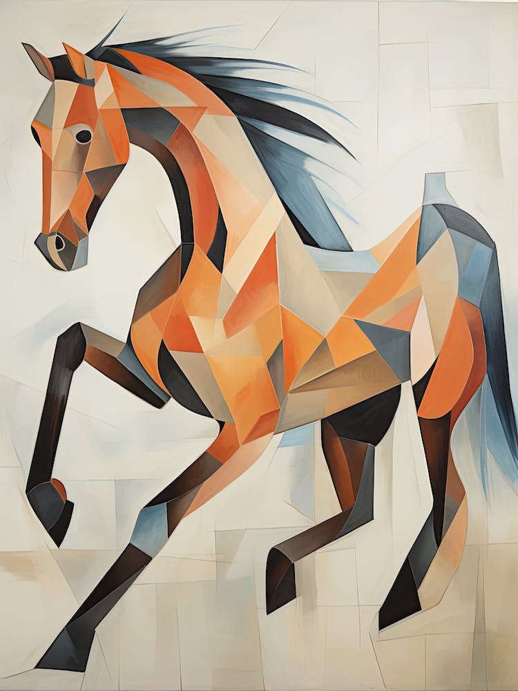 A Horse Painting In The Style Of Cubist Techniques 2