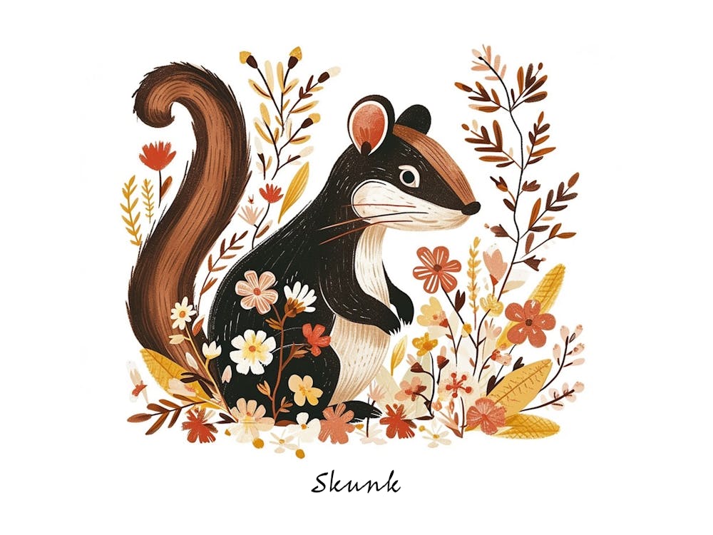 Little Floral Skunk Poster