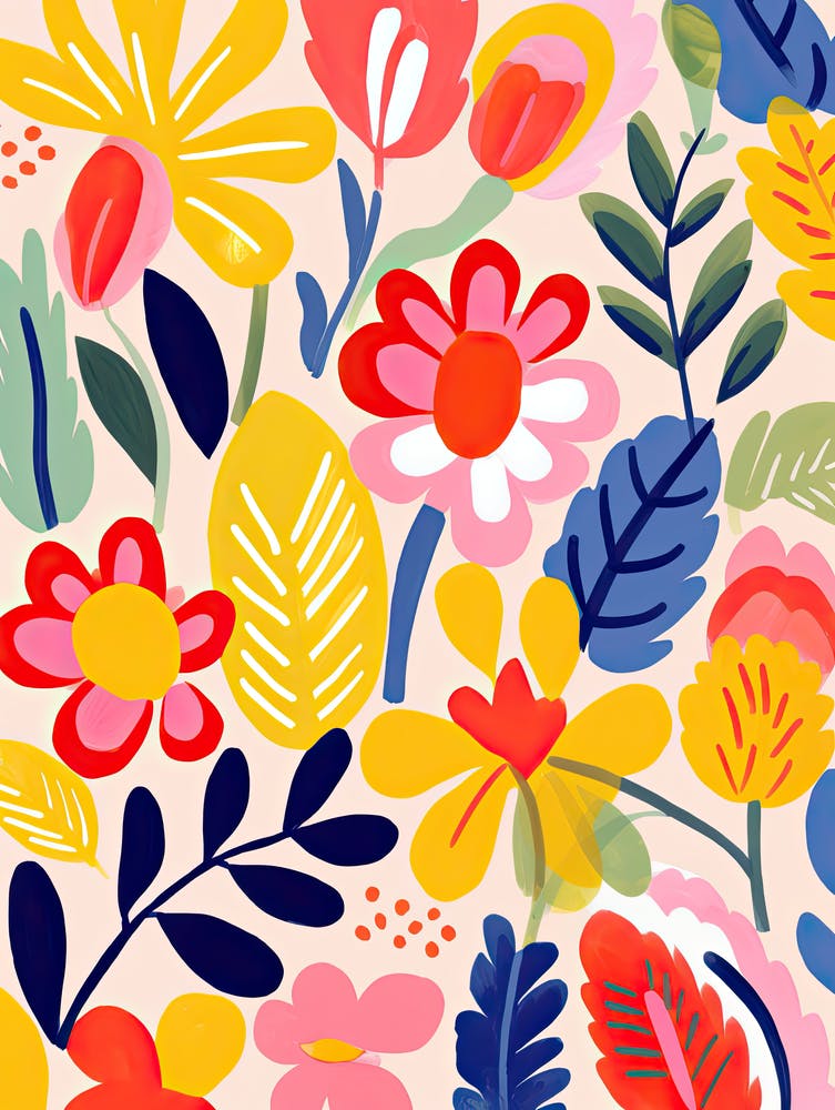 Whimsical Petal Ballet; Matisse Style