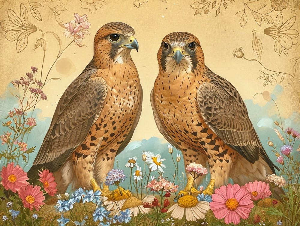 Florale Tierillustration Falke 3