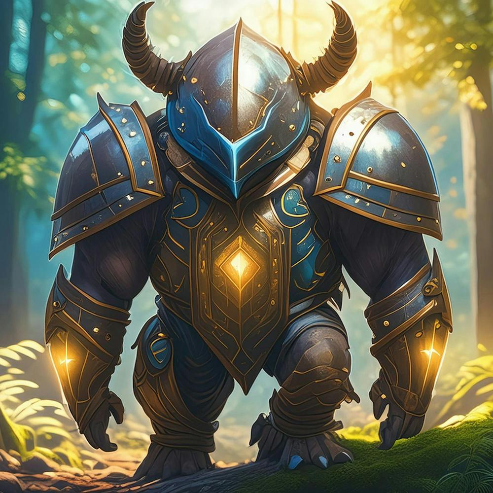 Bête animale magique vêtue d'une armure
