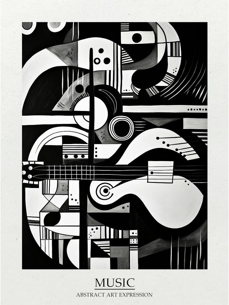 Music Abstract Black And White 7 Poster