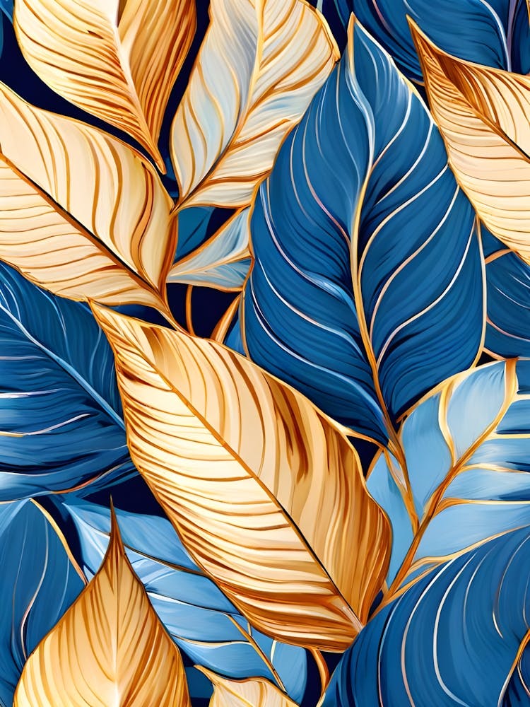 Gold And Blue Leaves 2