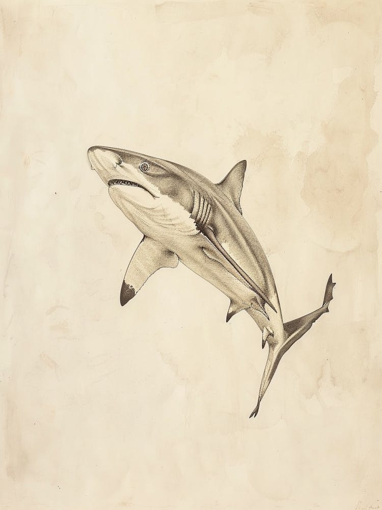 Isistius Genus Shark Vintage Illustration 6