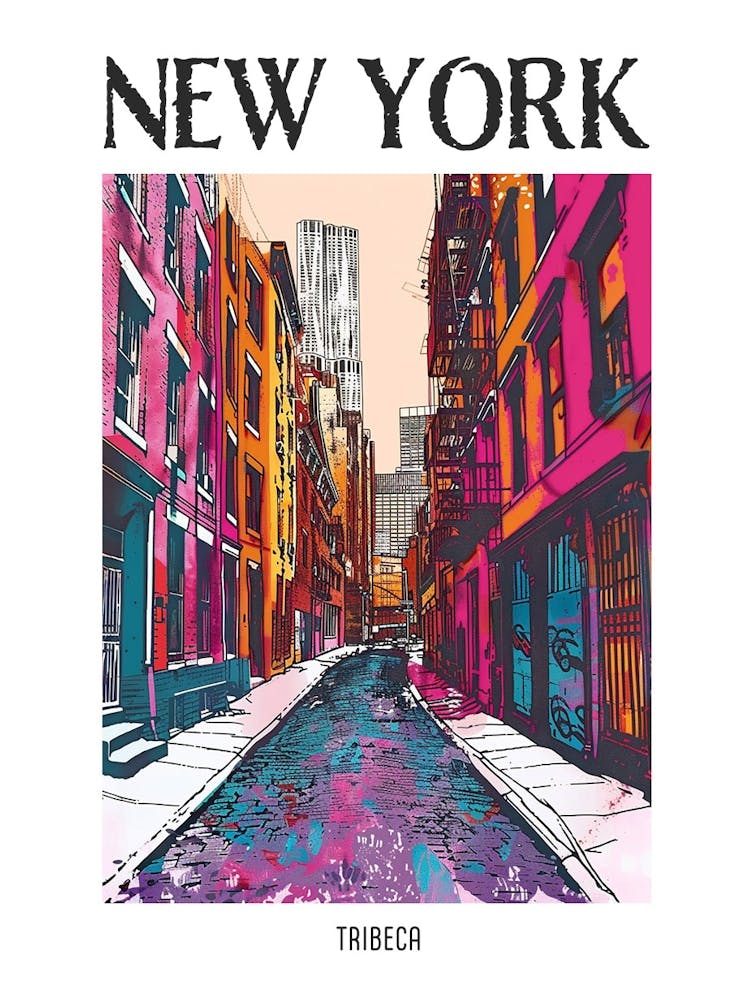 Tribeca New York Colourful Silkscreen Illustration 3 Poster