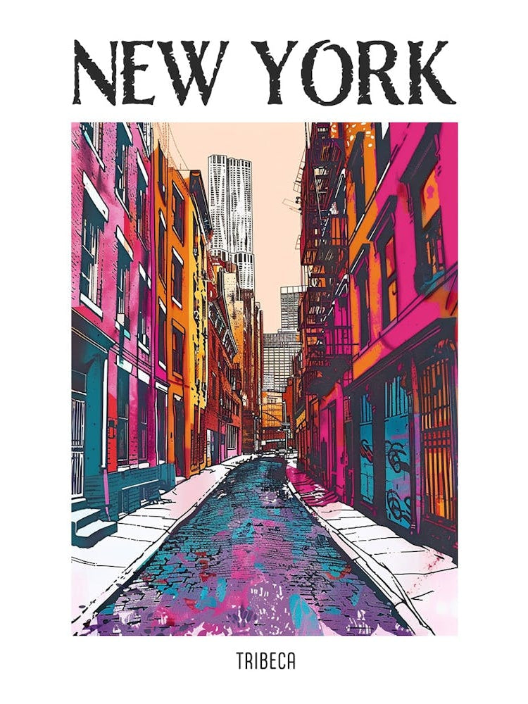Tribeca New York Colourful Silkscreen Illustration 3 Poster