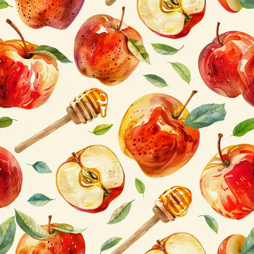 Watercolor Apple Pattern