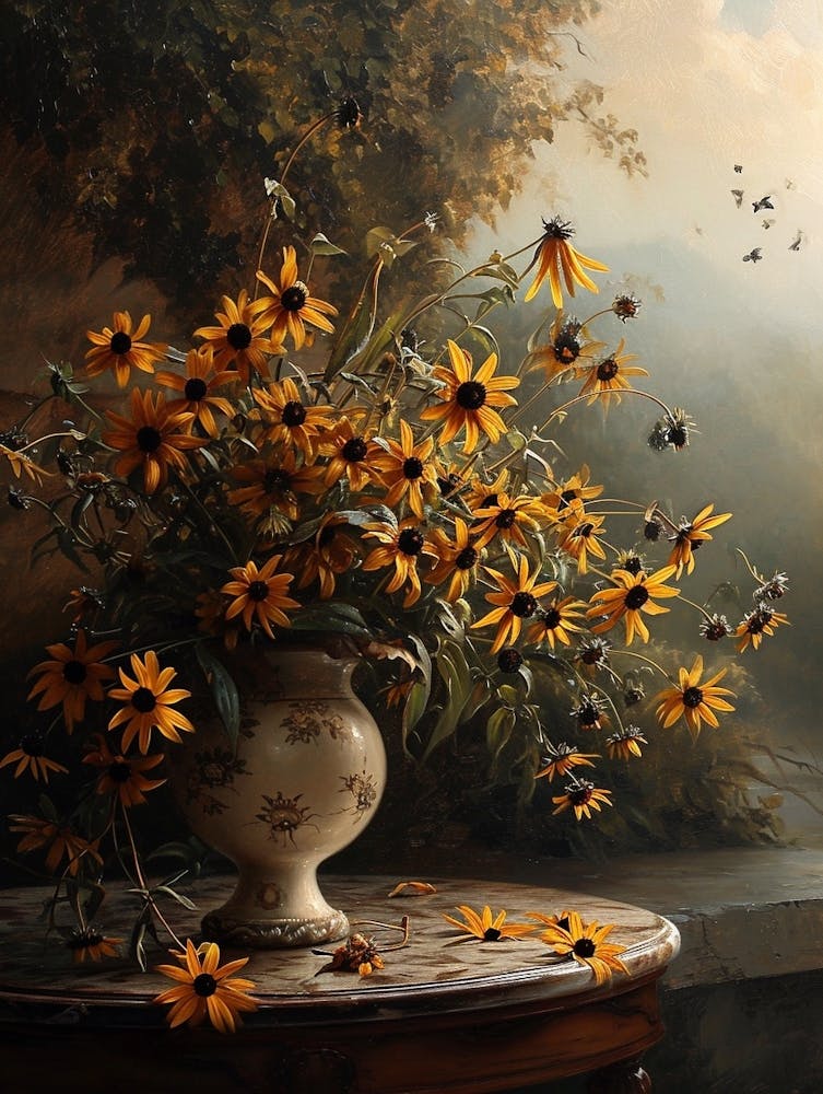 Baroque Floral Still Life Black Eyed Susan 4