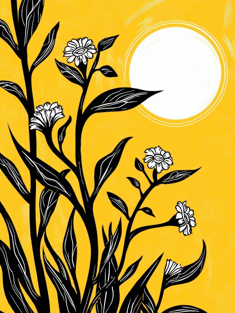 Sunflowers On A Yellow Background
