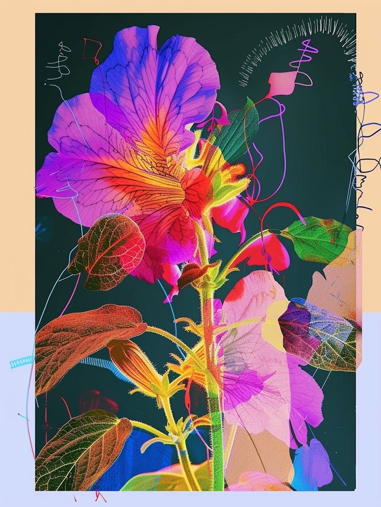 Petunia 2 Neon Flower Collage