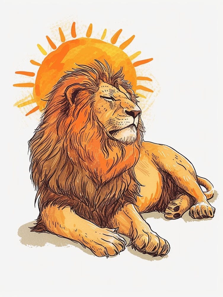 Berberlöwe Ruhend in der Sonne Clipart 1