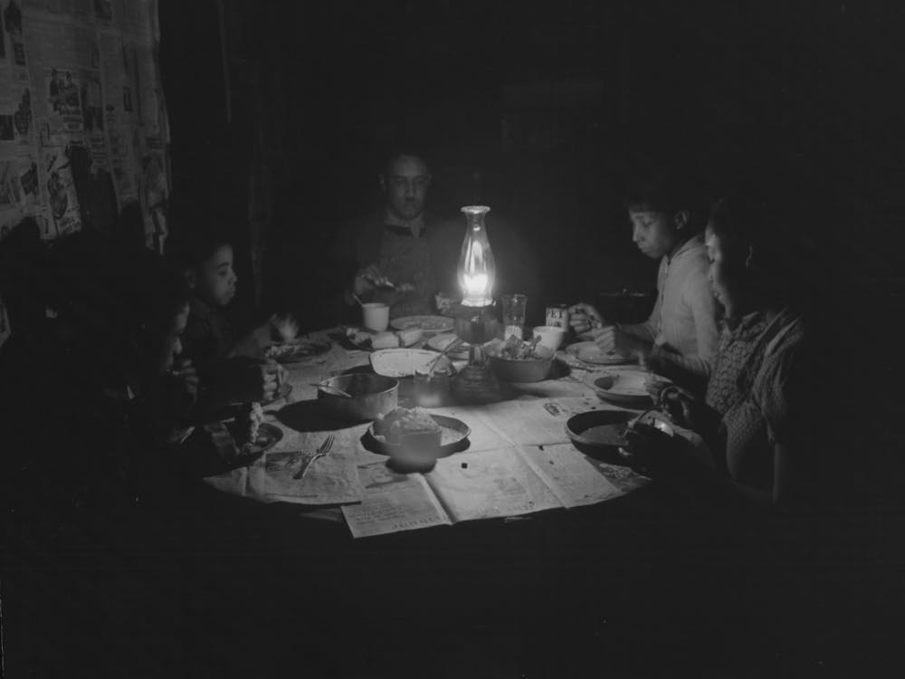 Untitled Photo, Possibly Related To Pomp Hall Family At Dinner, Oklahoma By Russell Lee 1