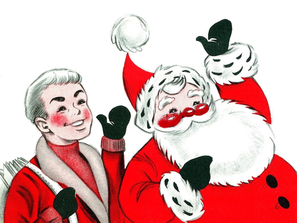 Santa Claus And A Paper Boy Greeting