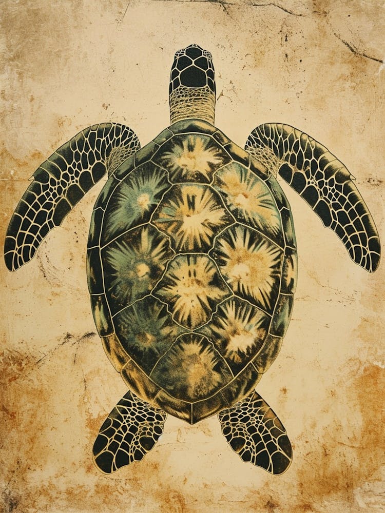 Sepia Sea Turtle Painting