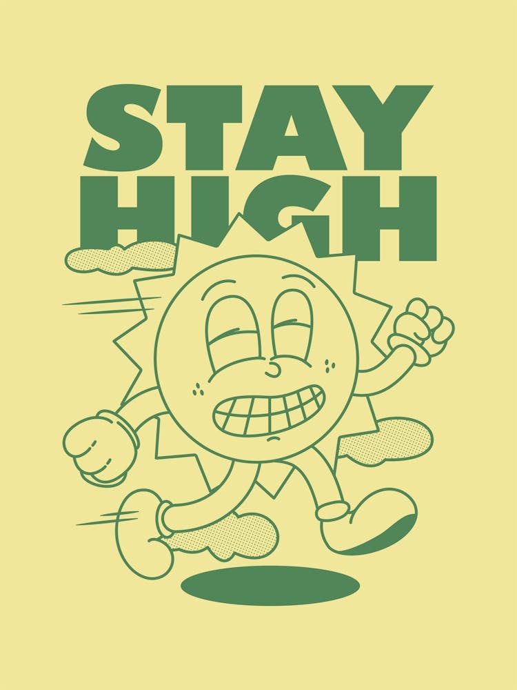 Retro Wall Art Vintage Decor Retro Cartoon Printable Art Retro Vintage Wall Art Stay High Trendy Retro Poster