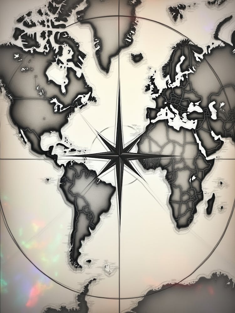World Map With Compass 1