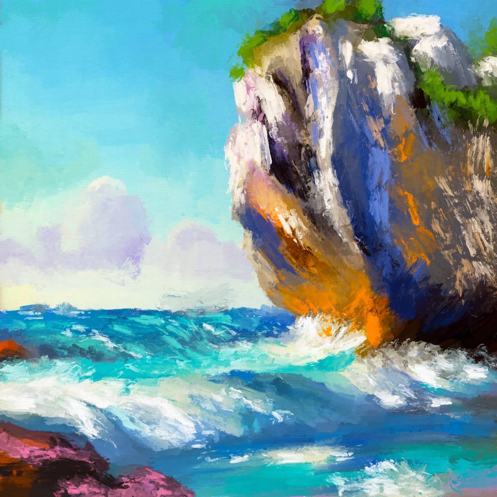 Vagues Et Grotte