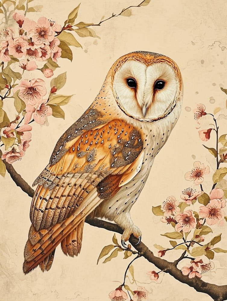 Boreal Owl Japanese Painting 2