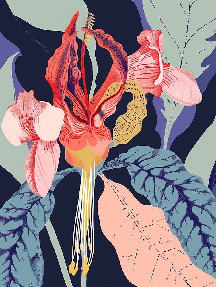 Colourful Flower Illustration Bleeding Heart 7