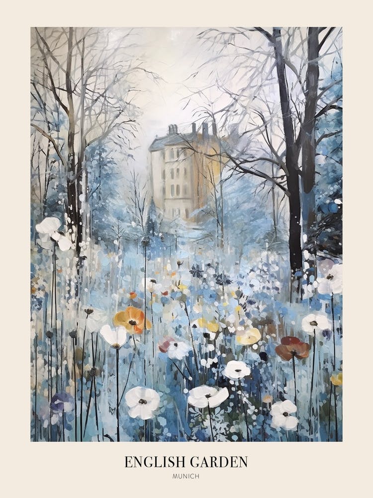 Winter City Park Poster English Garden Munich Germany 1