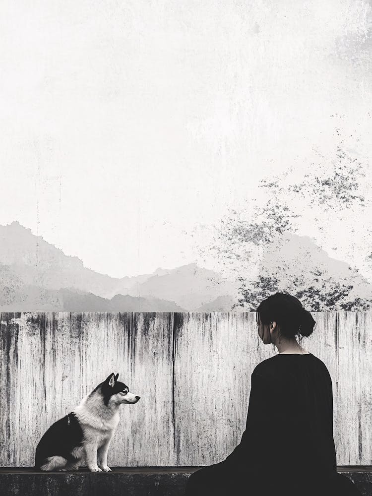 Portrait Of A Woman And Her Dog